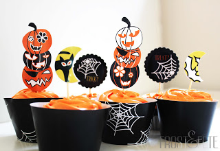 Trick or Treat Halloween cupcake toppers and wrappers