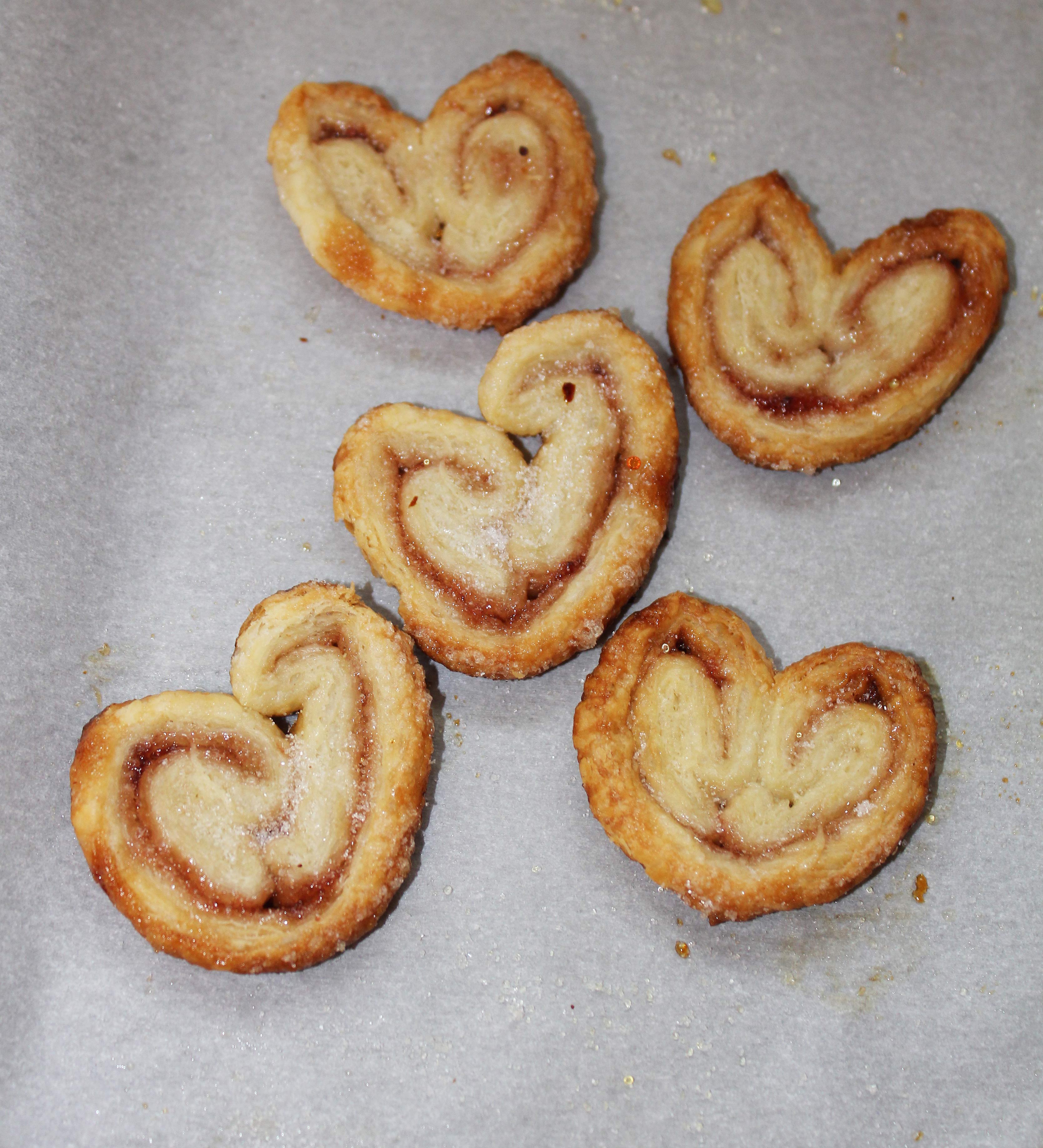 Raspberry Sweetheart Cookies (or, palmiers)